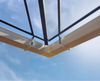 Commercial building with gutters